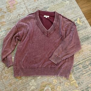 J.O.A. V-Neck Sweater - Dusty Rose